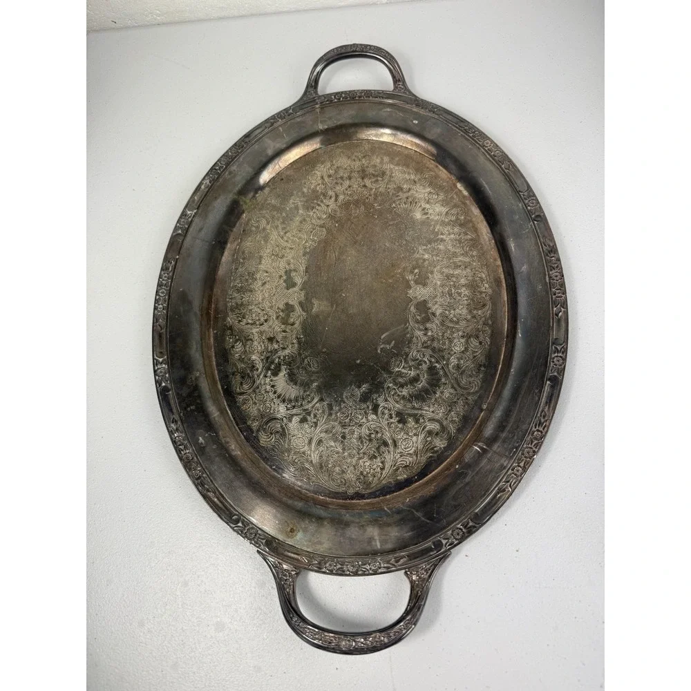 Antique Rogers and Bro 2380 Silver Heritage Serving Tray Victorian Style